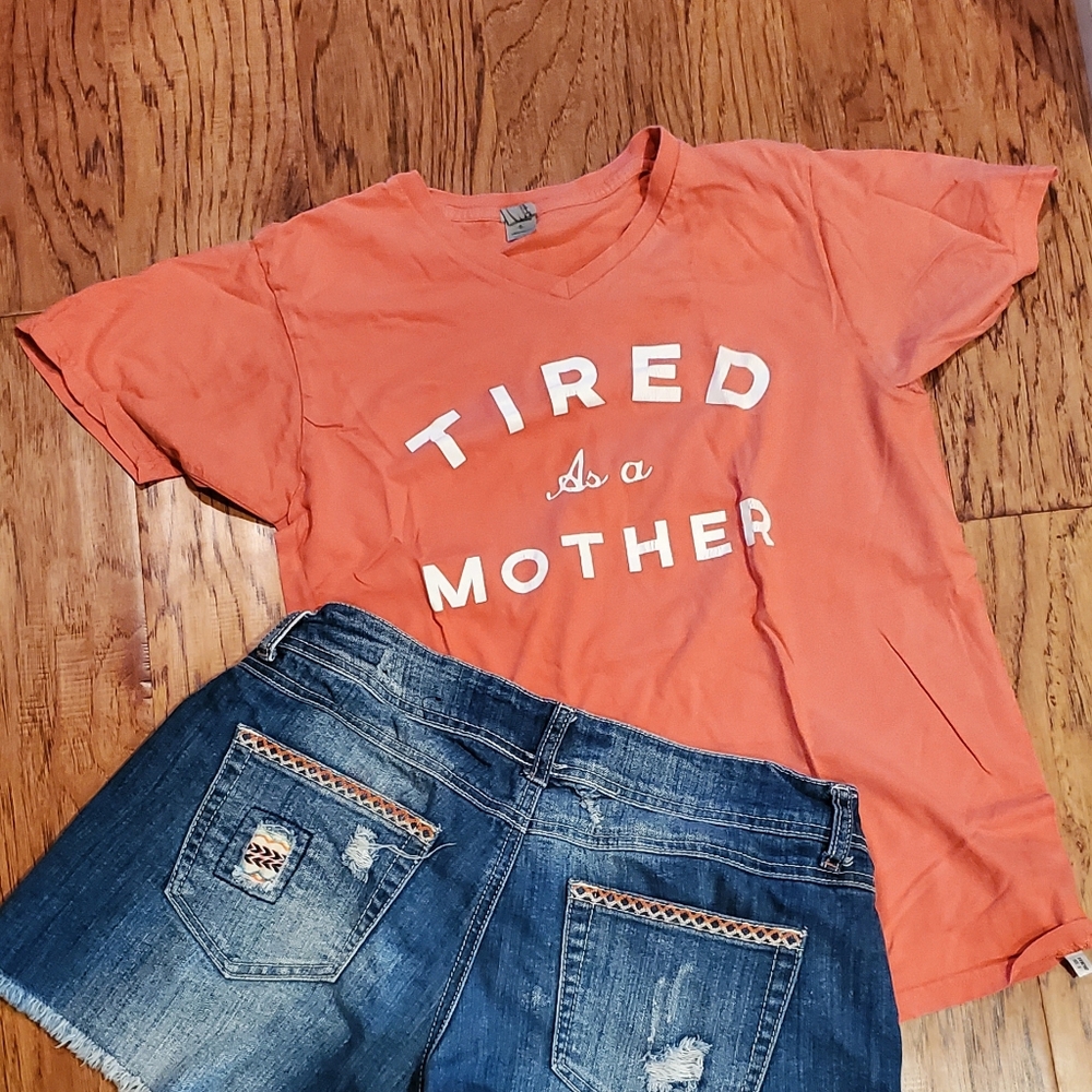 Tired as a Mother tee size small in coral
